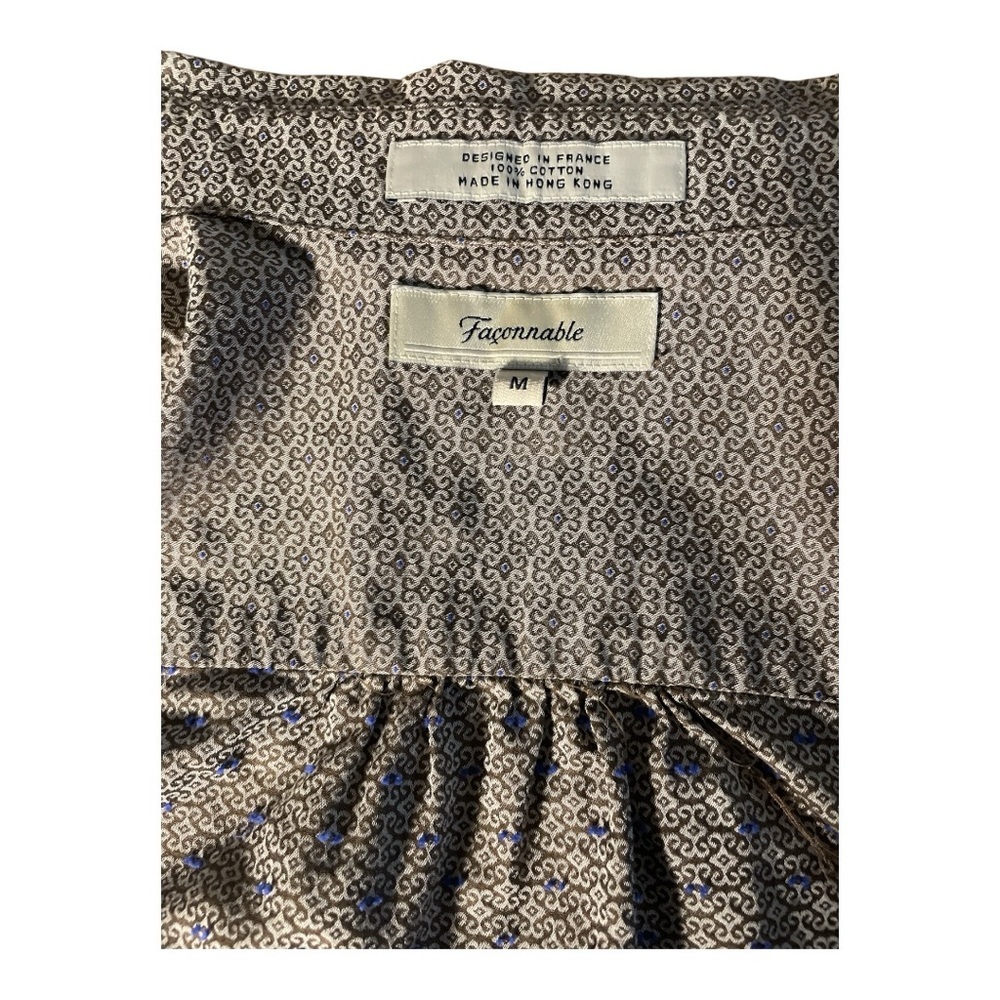 Faconnable Beige Patterned Blouse 100% Cotton - image 4